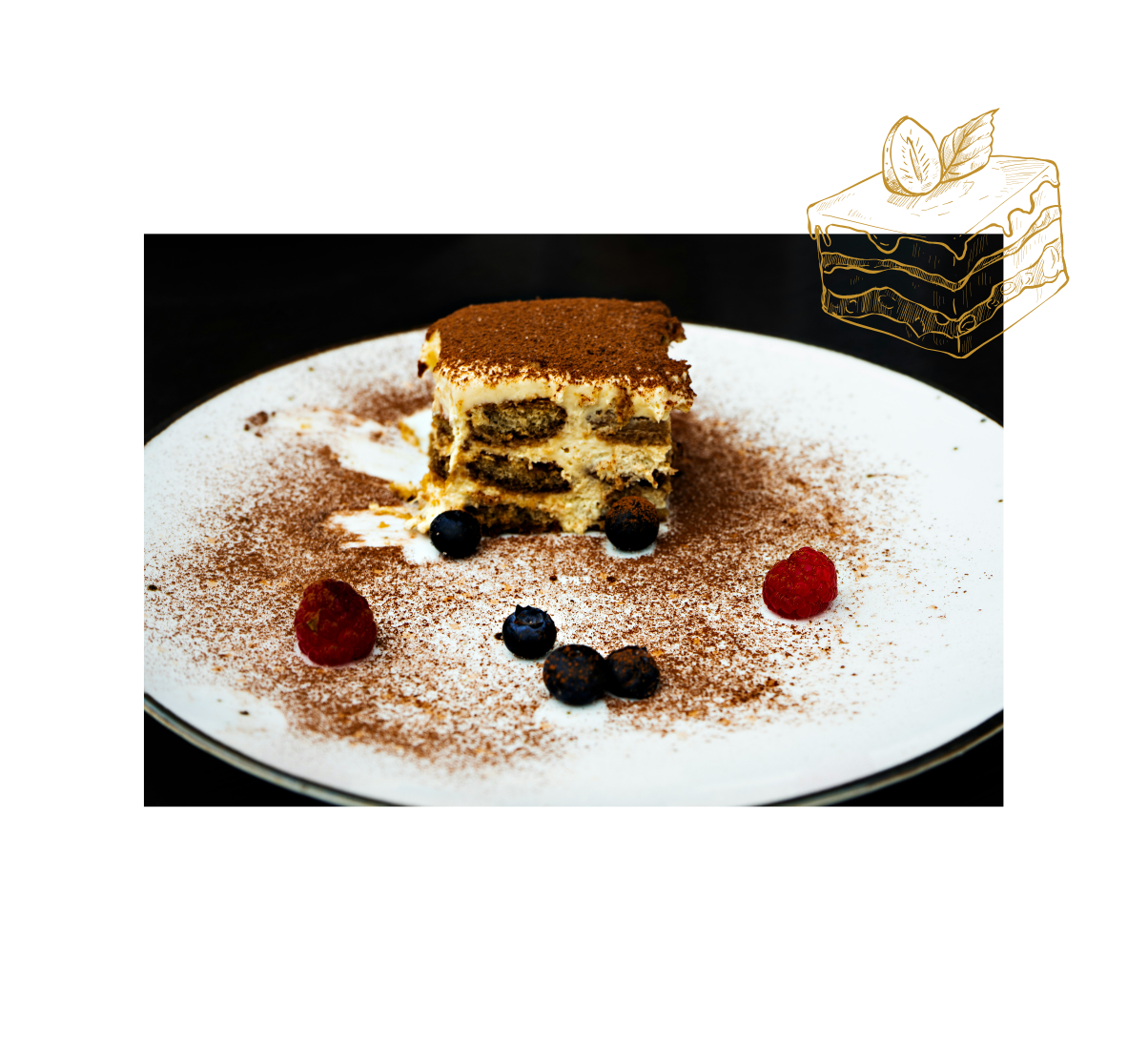 Présentation d'un tiramisu italien au restaurant le 14 cors de crans montana valais Bluche