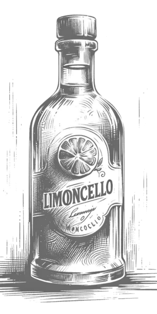Illustration d'une bouteille de limoncello. Digestif servi au restaurant le 14 Cors à CransMontana