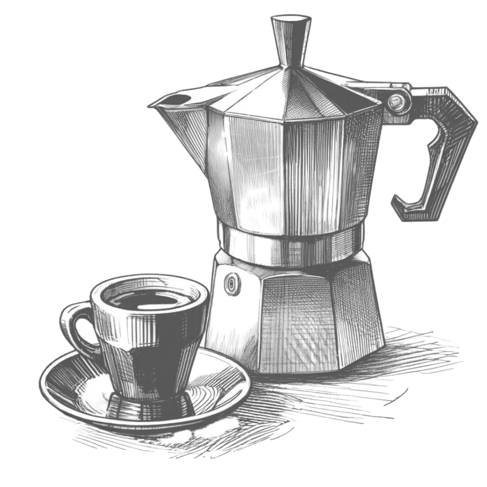 Illustration d'une cafetière italienne
